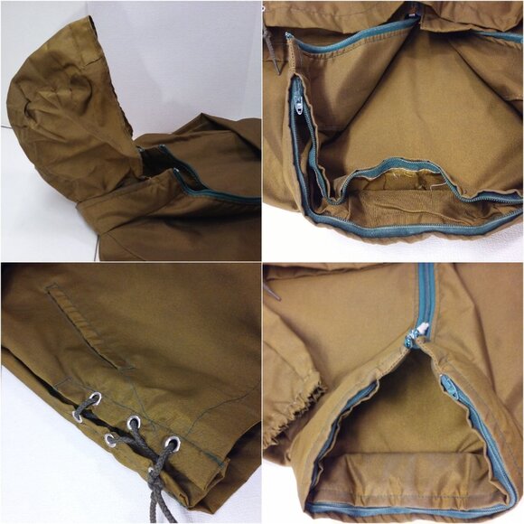 Vintage Chore Coat Utility Jacket Unisex-M/L Nylon Canvas Hood Zipper Pockets - Picture 7 of 10